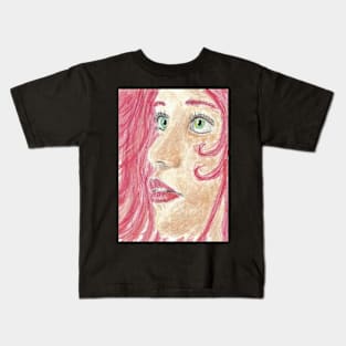 Woman's face red  hair watercolor painting Kids T-Shirt